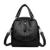 Leather Women's Backpack School Bag Casual Double Zipper Shoulder Bag