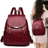 Women's Casual Leather School Backpack for Girls