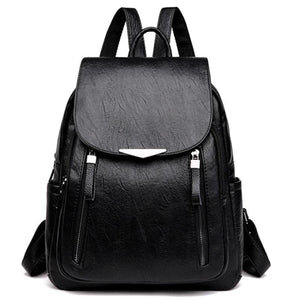 Women's Casual Leather School Backpack for Girls