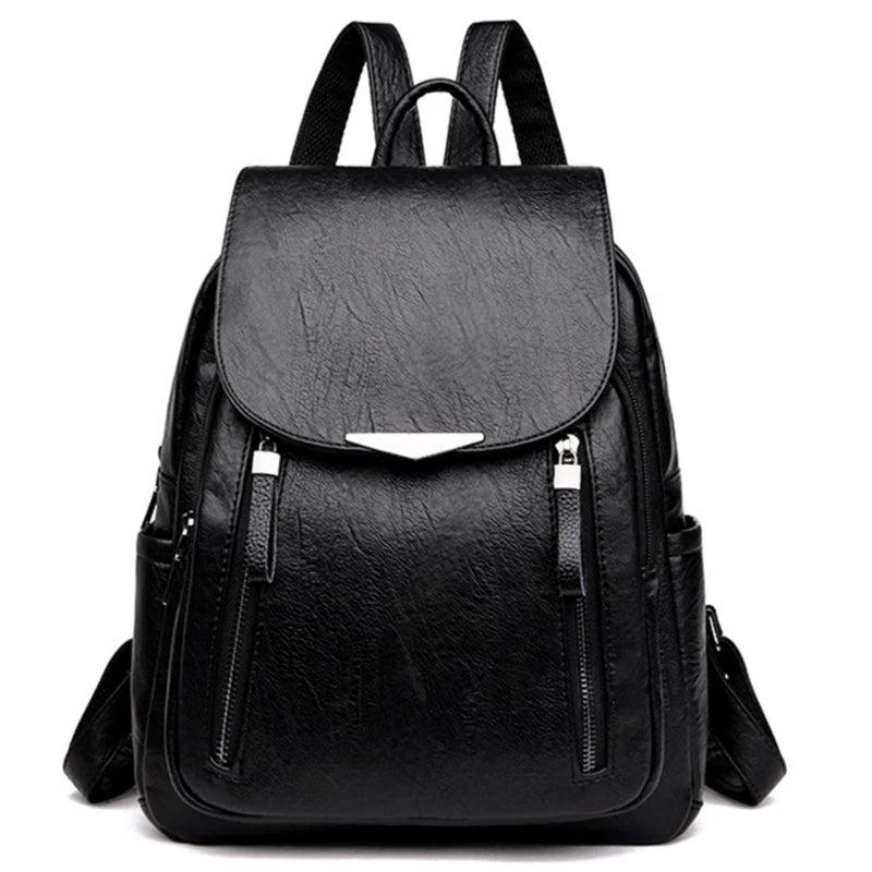 Women's Casual Leather School Backpack for Girls