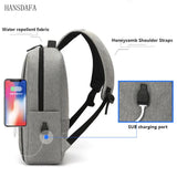 Waterproof Men's Backpack USB Port Canvas Casual Travel Backpacks