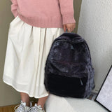 Cow Leopard Animal Print Backpack Women Travel Plush Shoulder Bag