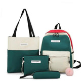 Canvas Backpack Patchwork Daypacks School Shoulder Bags Bookbag Pencil