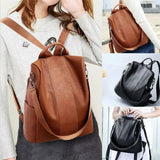 Women Ladies PU Leather Rucksack Anti-theft Backpack Bags