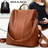 Women Ladies PU Leather Rucksack Anti-theft Backpack Bags