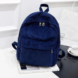 Corduroy Zipper Backpack Large Capacity Ladies Knapsack
