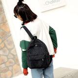 Corduroy Zipper Backpack Large Capacity Ladies Knapsack