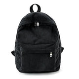 Corduroy Zipper Backpack Large Capacity Ladies Knapsack