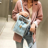 PVC Transparent Women Backpack Clear Rucksack for Teenage Girls