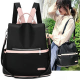 Casual Oxford Leather Backpack Women Zipper Shoulder Bag