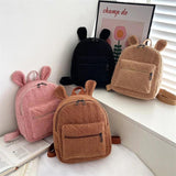 Fuzzy Rabbit Backpack Fluffy Plush School Bag with Bunny Ears Zipper