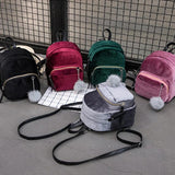 Velvet Mini Backpack with Pompom Zipper