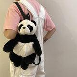 Women Plush Panda Backpack Student School Bag Girl Doll Backpack