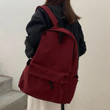 Women Solid Large Capacity Backpack Waterproof Bag Japanese Style