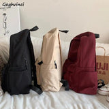 Women Solid Large Capacity Backpack Waterproof Bag Japanese Style