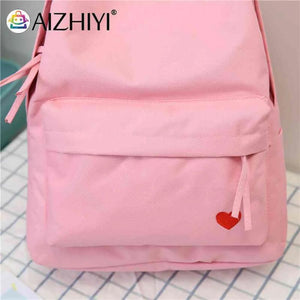 Heart Women Backpack Teenager Girl Travel Shoulder Bag School Rucksack Embroider