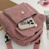 Women Corduroy Backpack Purse Convertible Casual Daypack Travel