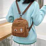 Women Corduroy Backpack Purse Convertible Casual Daypack Travel