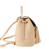 Summer Straw Woven Backpack For Women Teenager Ladies Shoulder Bags Tassel