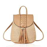 Summer Straw Woven Backpack For Women Teenager Ladies Shoulder Bags Tassel