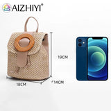 Woven Straw Women Shoulder Bag Beach Purse Backpack