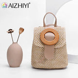 Woven Straw Women Shoulder Bag Beach Purse Backpack