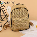 Summer Straw Backpack Beach Woven School Bag