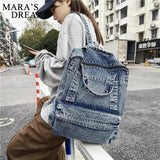 Mara's Dream Denim Women Backpack Retro Travel Bagpack Large Capacity