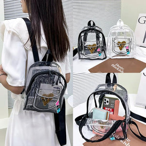 Transparent Backpack Waterproof Letter Love PVC Women Students Schoolbag
