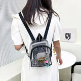 Transparent Backpack Waterproof Letter Love PVC Women Students Schoolbag