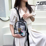 Transparent Backpack Waterproof Letter Love PVC Women Students Schoolbag