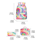Nylon Tie Dye School Backpack w/ Lunch Tote Pencil Bag for Girls Boys