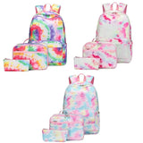 Nylon Tie Dye School Backpack w/ Lunch Tote Pencil Bag for Girls Boys