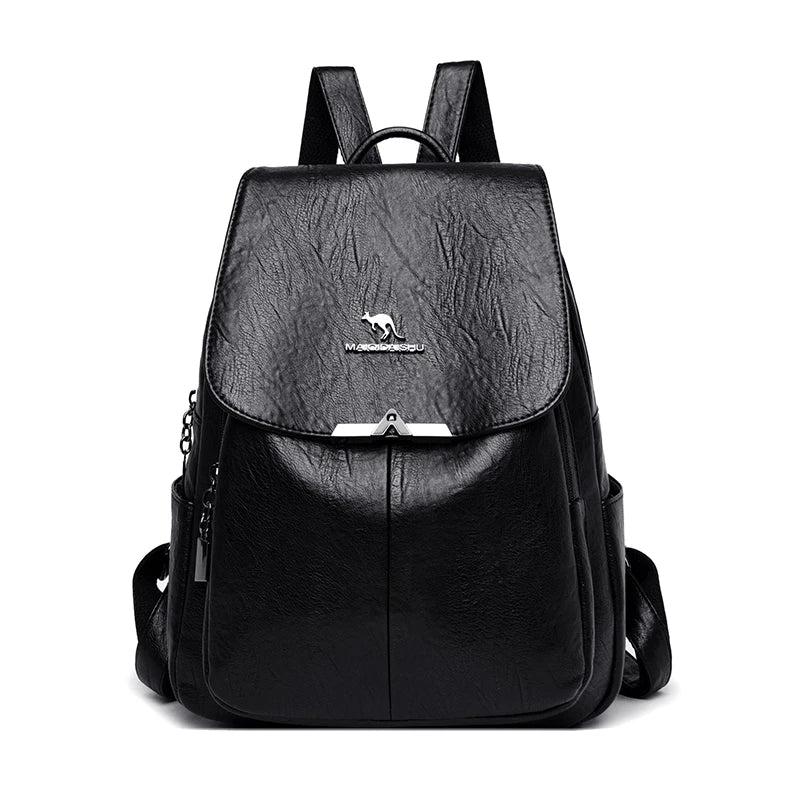 Summer Women Backpack High Soft Leather Large Capacity Travel
