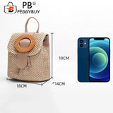Straw Weave Bucket Backpack Summer Beach Female Daypack