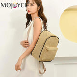 Summer Straw Backpack Beach Woven Female School Book Bag Daily Daypack