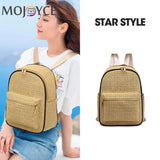 Summer Straw Backpack Beach Woven Female School Book Bag Daily Daypack