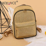Summer Straw Backpack Beach Woven Female School Book Bag Daily Daypack