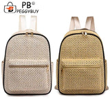 Woven Straw Beach Backpack Summer Boho Schoolbag for Women