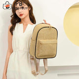Woven Straw Beach Backpack Summer Boho Schoolbag for Women