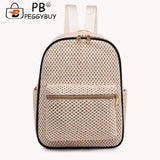 Woven Straw Beach Backpack Summer Boho Schoolbag for Women