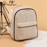 Woven Straw Beach Backpack Summer Boho Schoolbag for Women