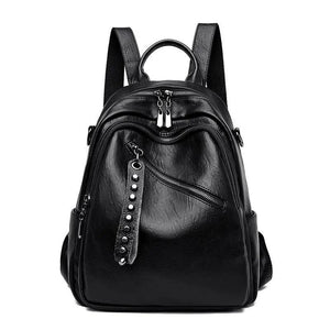 Solid Women PU Leather Backpack Bag Shoulder Travel Y26