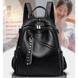 Solid Women PU Leather Backpack Bag Shoulder Travel Y26
