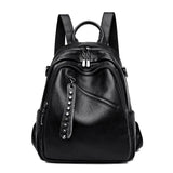 Solid Women PU Leather Backpack Bag Shoulder Travel Y26