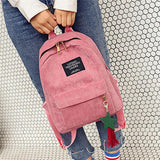 Campus Style Corduroy Backpack Double Shoulder Bag School Knapsack