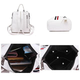 Women's Leather tassel Backpack Ribbon School Bags