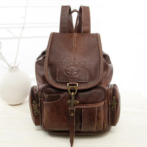 Vintage Leather Backpack Lady Leisure Bag