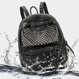 Anti Theft Backpack Rivet Studded School Bag for Women Travel Rucksack
