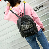 Anti Theft Backpack Rivet Studded School Bag for Women Travel Rucksack